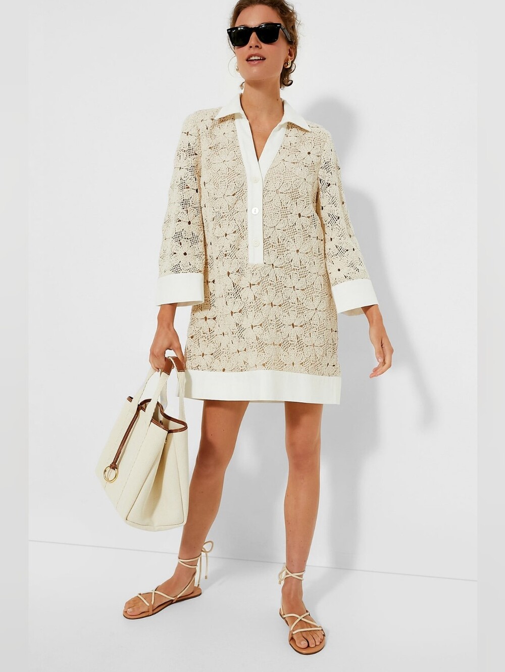 Tuckernuck Tan Crochet Collier Dress XL